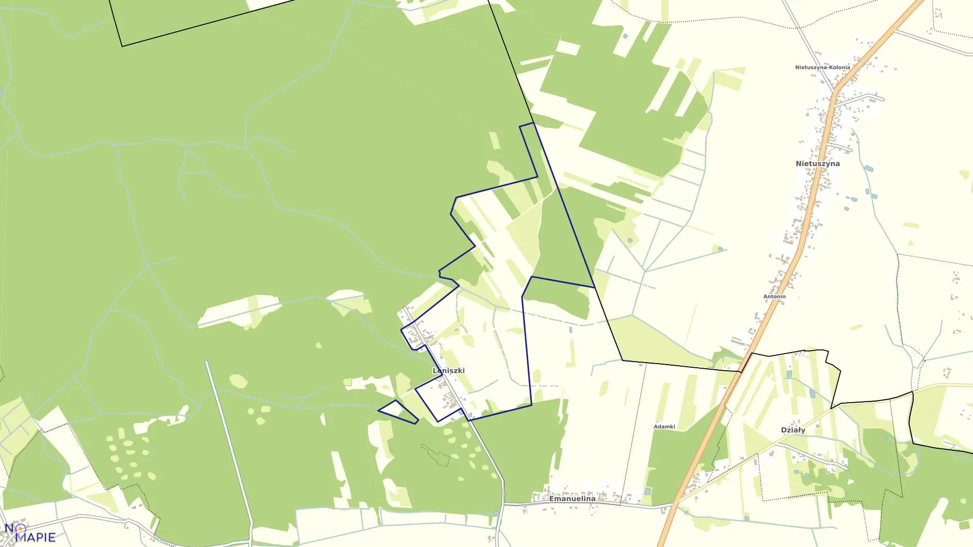Mapa obrębu LENISZKI w gminie Czarnożyły