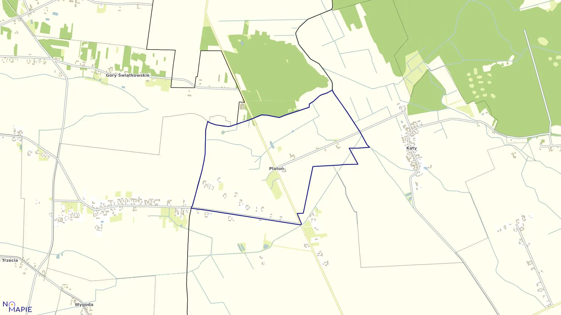 Mapa obrębu PLATOŃ w gminie Czarnożyły